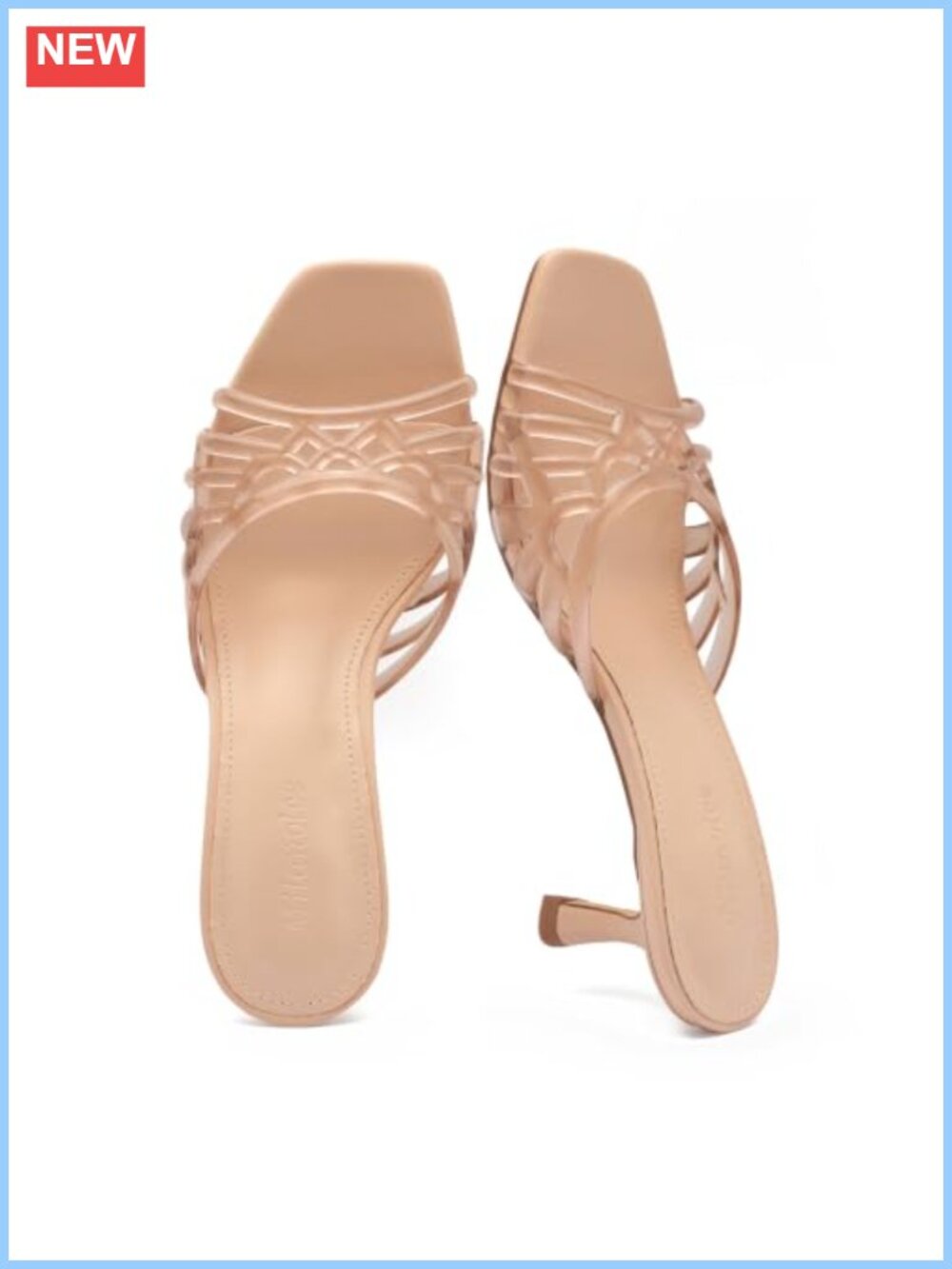 Jelly Kitten Heel Sandals Square Open Toe Slip-On Mule Heels